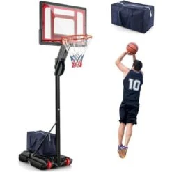 COSTWAY Panier De Basketball Sur Pieds Avec Hauteur Réglable De 1,55 à 3,1 M, Support De Basketball Portable Avec Panneau Arrière En Pet, Base Stable, Intérieure Extérieure Pour Enfants Et Jaunes