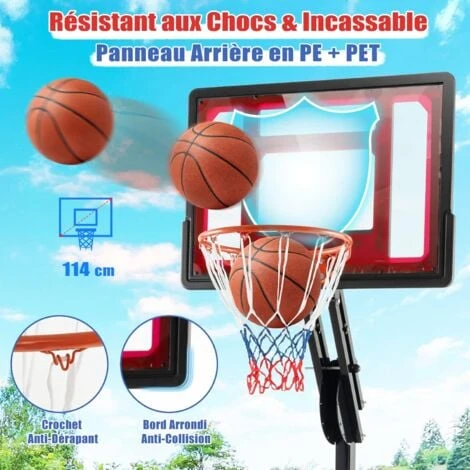 COSTWAY Panier De Basketball Sur Pieds Avec Hauteur Réglable De 1,55 à 3,1 M, Support De Basketball Portable Avec Panneau Arrière En Pet, Base Stable, Intérieure Extérieure Pour Enfants Et Jaunes 2 COSTWAY Panier De Basketball Sur Pieds Avec Hauteur Réglable De 1,55 à 3,1 M, Support De Basketball Portable Avec Panneau Arrière En Pet, Base Stable, Intérieure Extérieure Pour Enfants Et Jaunes – Image 2