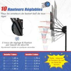 COSTWAY Panier De Basketball Sur Pieds Avec Hauteur Réglable De 1,55 à 3,1 M, Support De Basketball Portable Avec Panneau Arrière En Pet, Base Stable, Intérieure Extérieure Pour Enfants Et Jaunes 7 COSTWAY Panier De Basketball Sur Pieds Avec Hauteur Réglable De 1,55 à 3,1 M, Support De Basketball Portable Avec Panneau Arrière En Pet, Base Stable, Intérieure Extérieure Pour Enfants Et Jaunes -Pas Cher Clair Jardin Magasin 100034676 3