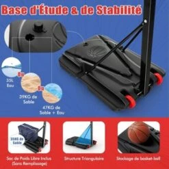 COSTWAY Panier De Basketball Sur Pieds Avec Hauteur Réglable De 1,55 à 3,1 M, Support De Basketball Portable Avec Panneau Arrière En Pet, Base Stable, Intérieure Extérieure Pour Enfants Et Jaunes 9 COSTWAY Panier De Basketball Sur Pieds Avec Hauteur Réglable De 1,55 à 3,1 M, Support De Basketball Portable Avec Panneau Arrière En Pet, Base Stable, Intérieure Extérieure Pour Enfants Et Jaunes -Pas Cher Clair Jardin Magasin 100034676 5