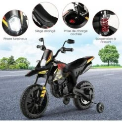 COSTWAY Aprilia Moto Électrique Pour Enfants 3-8 Ans Avec Musique & Lumière, Voiture Électrique Enfants Avec 2 Roues D'Entraînement, Vitesse 5,5-6 Km/h, Charge 30KG, 106,5 X 56 X 80CM, Noir -Pas Cher Clair Jardin Magasin 100034755 4