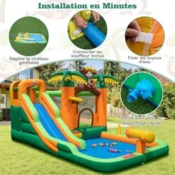 COSTWAY Château Gonflable Tropical à Thème Singe & Palmier Avec Toboggan Aquatique, Maison De Saut Gonflable Avec Piscine & 50 Boules, Charge 90kg Pour 2 Enfants De 3-10 Ans(avec Souffleur 680W 8 COSTWAY Château Gonflable Tropical à Thème Singe & Palmier Avec Toboggan Aquatique, Maison De Saut Gonflable Avec Piscine & 50 Boules, Charge 90kg Pour 2 Enfants De 3-10 Ans(avec Souffleur 680W -Pas Cher Clair Jardin Magasin 100034756 4