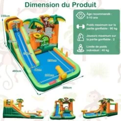 COSTWAY Château Gonflable Tropical à Thème Singe & Palmier Avec Toboggan Aquatique, Maison De Saut Gonflable Avec Piscine & 50 Boules, Charge 90kg Pour 2 Enfants De 3-10 Ans(avec Souffleur 680W 9 COSTWAY Château Gonflable Tropical à Thème Singe & Palmier Avec Toboggan Aquatique, Maison De Saut Gonflable Avec Piscine & 50 Boules, Charge 90kg Pour 2 Enfants De 3-10 Ans(avec Souffleur 680W -Pas Cher Clair Jardin Magasin 100034756 5