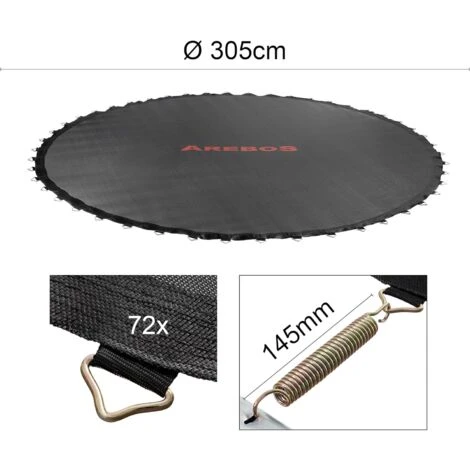 AREBOS Toile De TrampolineToile De SautAccessoires Trampoline Tapis De Saut De Rechange Ø264cm Pour Trampoline Ø305cm, 54 Ressorts 5 AREBOS Toile De TrampolineToile De SautAccessoires Trampoline Tapis De Saut De Rechange Ø264cm Pour Trampoline Ø305cm, 54 Ressorts – Image 5