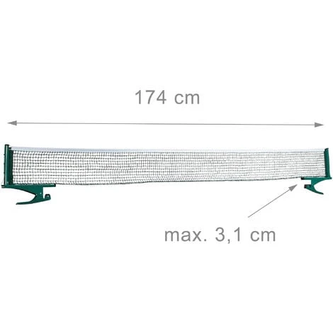 Relaxdays Filet De Ping-pong Pour Table, Hydrofuge, Pinces Métalliques, Extérieur, H X L X P : 15 X 174 X 2,5 Cm, Vert 4 Relaxdays Filet De Ping-pong Pour Table, Hydrofuge, Pinces Métalliques, Extérieur, H X L X P : 15 X 174 X 2,5 Cm, Vert – Image 4
