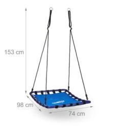 Relaxdays Balançoire Nid D'oiseau Carré Pour Le Jardin à Suspendre HxlxP: 153 X 98 X 74 Cm Poids Max 113 Kg, Bleu Noir -Pas Cher Clair Jardin Magasin 10367094 3