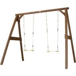 AXI Portique En Bois FSC - 2 Balançoires Enfant En Marron Balançoire Pour Enfants Pour L'extérieur / Le Jardin 2 Agrès -Pas Cher Clair Jardin Magasin 11027144 2