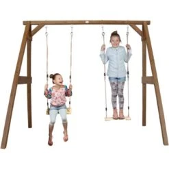 AXI Portique En Bois FSC - 2 Balançoires Enfant En Marron Balançoire Pour Enfants Pour L'extérieur / Le Jardin 2 Agrès -Pas Cher Clair Jardin Magasin 11027144 4