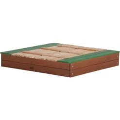 AXI Ella XL Bac à Sable Enfant Bac à Sable Pour Enfants En Bois Avec Couvercle Marron & Vert 120 X 120 Cm -Pas Cher Clair Jardin Magasin 11027400 3