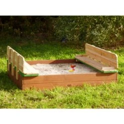 AXI Ella XL Bac à Sable Enfant Bac à Sable Pour Enfants En Bois Avec Couvercle Marron & Vert 120 X 120 Cm -Pas Cher Clair Jardin Magasin 11027400 5