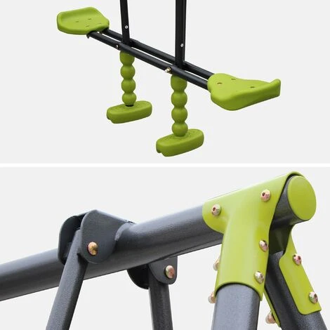 Balançoire 3 Agrès - Tramontane - Portique Avec 2 Balançoires Et 1 Face à Face. Balancoire 195cm De Hauteur 3 Balançoire 3 Agrès - Tramontane - Portique Avec 2 Balançoires Et 1 Face à Face. Balancoire 195cm De Hauteur – Image 3