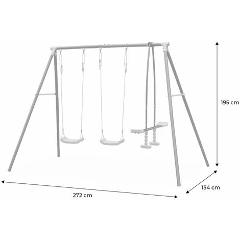 Balançoire 3 Agrès - Tramontane - Portique Avec 2 Balançoires Et 1 Face à Face. Balancoire 195cm De Hauteur 4 Balançoire 3 Agrès - Tramontane - Portique Avec 2 Balançoires Et 1 Face à Face. Balancoire 195cm De Hauteur – Image 4