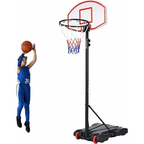 COSTWAY Panier De Basket Sur Pied-Hauteur Réglable 178-208cm-Base De Lestage Sur Roulettes En Acier PE 1 COSTWAY Panier De Basket Sur Pied-Hauteur Réglable 178-208cm-Base De Lestage Sur Roulettes En Acier PE
