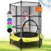 Rocketkid 3 Trampoline 140cm Filet De Sécurité Amortisseurs Cordes - Jaune