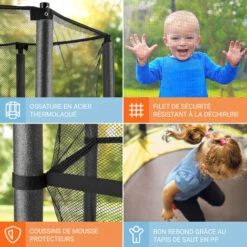 Rocketkid 3 Trampoline 140cm Filet De Sécurité Amortisseurs Cordes - Jaune -Pas Cher Clair Jardin Magasin 12990614 5