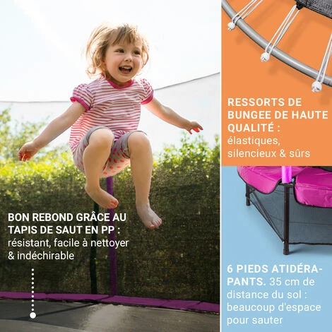 Rocketkid Trampoline 140cm Filet De Sécurité Rose 4 Rocketkid Trampoline 140cm Filet De Sécurité Rose – Image 4