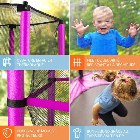 Rocketkid Trampoline 140cm Filet De Sécurité Rose 5 Rocketkid Trampoline 140cm Filet De Sécurité Rose – Image 5