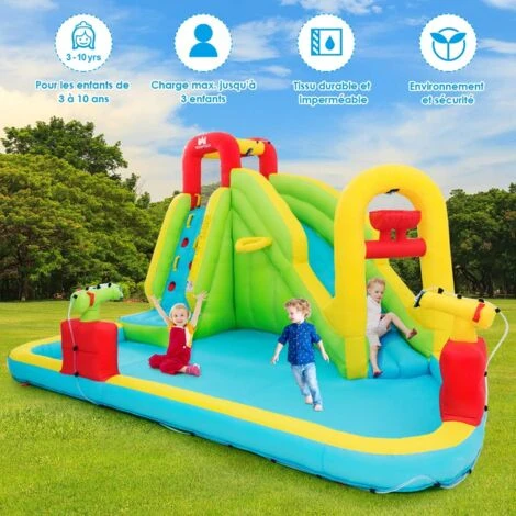 COSTWAY Aire De Jeux Gonflable Grande Avec Toboggan Aquatique De Piscine En Plein Air Pour Enfants 400 X 335 X 230 CM Souffleur Non-inclus 2 COSTWAY Aire De Jeux Gonflable Grande Avec Toboggan Aquatique De Piscine En Plein Air Pour Enfants 400 X 335 X 230 CM Souffleur Non-inclus – Image 2