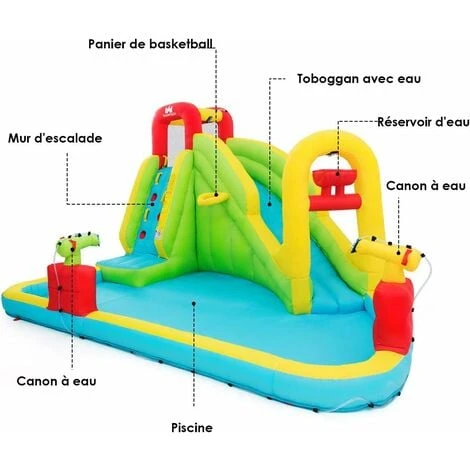 COSTWAY Aire De Jeux Gonflable Grande Avec Toboggan Aquatique De Piscine En Plein Air Pour Enfants 400 X 335 X 230 CM Souffleur Non-inclus 3 COSTWAY Aire De Jeux Gonflable Grande Avec Toboggan Aquatique De Piscine En Plein Air Pour Enfants 400 X 335 X 230 CM Souffleur Non-inclus – Image 3