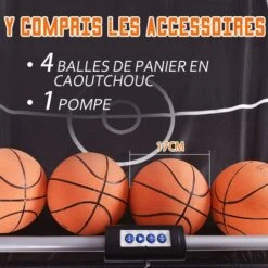 COSTWAY Panier De Basketball Pliable Jeu De Basketball Arcade Double Panier Et 4 Ballons Score Electronique 202x107x205cm -Pas Cher Clair Jardin Magasin 13263557 5
