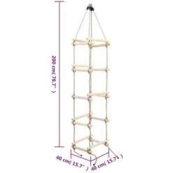 Échelle De Corde Pour Enfants 200 Cm Bois VidaXL -Pas Cher Clair Jardin Magasin 13542596 3