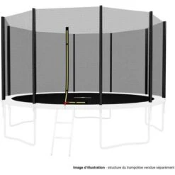 Filet De Sécurité Extérieur Universel Pour Trampoline - Avec Bouchons Hauts De Perches : ø 12Ft, 10 Perches