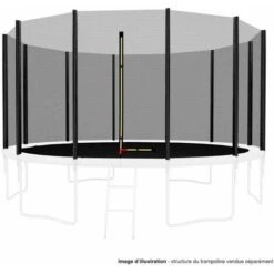 Filet De Sécurité Extérieur Universel Pour Trampoline - Avec Bouchons Hauts De Perches : ø 13Ft, 12 Perches