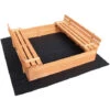 Bac à Sable Couvercle Repliable 2 Bancs Intégrés 980x980x200 Mm Bois D'épicéa Sol Non-tissé Jeux