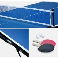 Mini Table De Ping Pong 150x75cm - Table Pliable INDOOR Bleue. Avec 2 Raquettes Et 3 Balles. Valise De Jeu Pour Utilisation Intérieure. Sport Tennis De Table -Pas Cher Clair Jardin Magasin 1678253 5