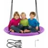 COSTWAY Balançoire Nid D’Oiseau Rond 100 CM De Diamètre Pour Arbre Supporté De Charge Maximale 150 KG Extérieur Violet