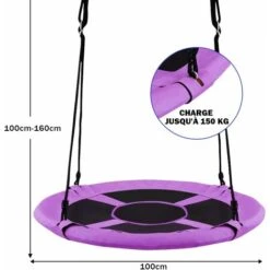 COSTWAY Balançoire Nid D’Oiseau Rond 100 CM De Diamètre Pour Arbre Supporté De Charge Maximale 150 KG Extérieur Violet 9 COSTWAY Balançoire Nid D’Oiseau Rond 100 CM De Diamètre Pour Arbre Supporté De Charge Maximale 150 KG Extérieur Violet -Pas Cher Clair Jardin Magasin 17439567 5