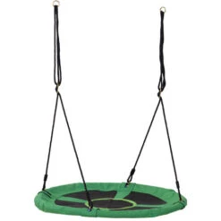 OUTSUNNY Balançoire Nid D'oiseau Ronde Balançoire Panier Ø 100 X 4,5H Cm 4 Anneaux Inclus Métal époxy Oxford Haute Densité 300D Vert