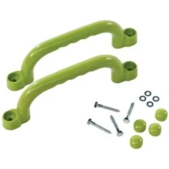 Jeu De Poignées En Plastique Vert Lemon - Pour Aire De Jeux Et Cadres D'Escalade – 250 X 75 Mm