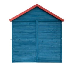 Maison De Jeux Extérieure XL 146x195x156cm Bois Cabane Véranda Maisontte Jardin Rouge/ Bleue Enfant -Pas Cher Clair Jardin Magasin 18045731 4