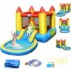 COSTWAY Aire De Jeux Gonflable Enfants Avec Toboggan,Aquatique-Aire De Saut-Piscine à Boules Charge 68KG Souffleur Non-inclus