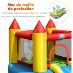 COSTWAY Aire De Jeux Gonflable Enfants Avec Toboggan,Aquatique-Aire De Saut-Piscine à Boules Charge 68KG Souffleur Non-inclus -Pas Cher Clair Jardin Magasin 18248183 4