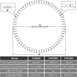 Songmics Tapis De Saut Pour Trampoline, Pièce De Rechange, Convient Pour Un Trampoline, Noir - STB12BK Ø324cm -Pas Cher Clair Jardin Magasin 18252053 5