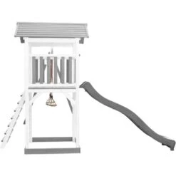 AXI Beach Tower Aire De Jeux Avec Toboggan En Gris, 2 Balançoires & Bac à Sable Grande Maison Enfant Extérieur En Gris & Blanc Cabane De Jeu En Bois FSC -Pas Cher Clair Jardin Magasin 18376317 5