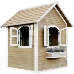 AXI Julia Maison Enfant En Bois FSC Maison De Jeux Pour L'extérieur / Jardin En Marron & Blanc Maisonnette / Cabane De Jeu Avec Des Fenêtres -Pas Cher Clair Jardin Magasin 18376344 4