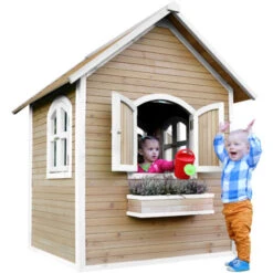 AXI Julia Maison Enfant En Bois FSC Maison De Jeux Pour L'extérieur / Jardin En Marron & Blanc Maisonnette / Cabane De Jeu Avec Des Fenêtres -Pas Cher Clair Jardin Magasin 18376344 5