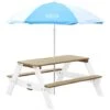 AXI Nick Table Pique Nique Avec Parasol Marron / Blanc Table De Jeu Enfant Pour Le Jardin