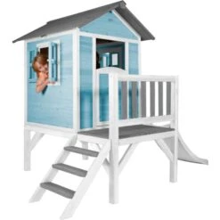 AXI Maison Enfant Beach Lodge XL En Bleu Avec Toboggan En Blanc Maison De Jeux En Bois FFC Pour Les Enfants Maisonnette / Cabane De Jeu Pour Le Jardin -Pas Cher Clair Jardin Magasin 18396666 5