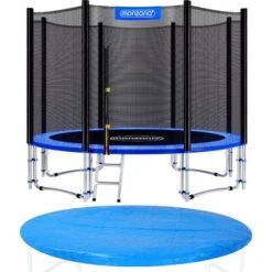 Trampoline Ø 244/305/366/426 Cm Set Complet Filet De Sécurité + Bâche De Protection + Echelle + Coussin Jardin Jeux Ø 305cm