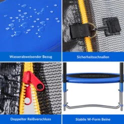 Trampoline Extérieur Rond Ø427cm Max. 150kg Set Complet Filet De Sécurité Porte D'entrée échelle Poteaux Trampoline Jardin Robuste Accessoires -Pas Cher Clair Jardin Magasin 19328537 4