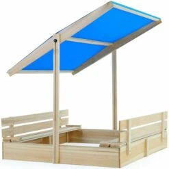 Bac à Sable 120x120x120cm Avec Toit à Hauteur Réglable Hydrofuge Bancs Intégrés Jeu Jardin Enfant -Pas Cher Clair Jardin Magasin 19850010 5