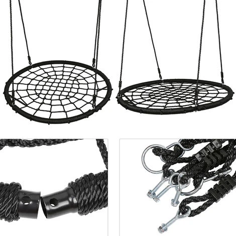 Balançoire nid d'oiseau pour enfants et adultes (Ø120cm) - Couleur noir 5 Balançoire nid d'oiseau pour enfants et adultes (Ø120cm) - Couleur noir – Image 5