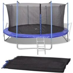 Hommoo Filet De Securite Pour Trampoline Rond 3,66 M PE Noir HDV04291