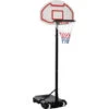 HOMCOM Panier De Basket-Ball Sur Pied Avec Poteau Panneau, Base De Lestage Sur Roulettes Hauteur Réglable 1,9 - 2,5 M Noir Blanc