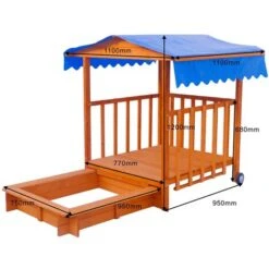 Bac à Sable En Bois Extensible D'une Aire De Jeu 110x110x120cm, Avec Toit Avec Bancs Imperméable – De BRAST -Pas Cher Clair Jardin Magasin 25133321 5