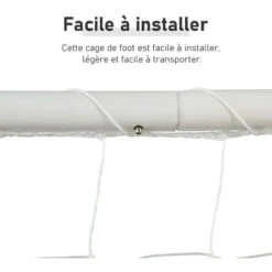 HOMCOM But De Football - Cage De Foot - But D'entrainement Dim. 301L X 126l X 200H Cm - Châssis Métal époxy Filet PE - Piquets Inclus - Blanc -Pas Cher Clair Jardin Magasin 26437986 4